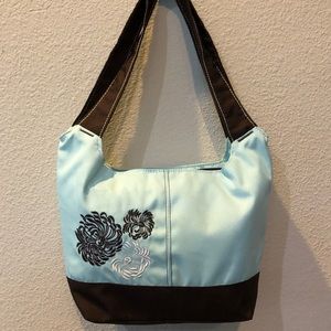 Columbia blue/brown tote/ purse.